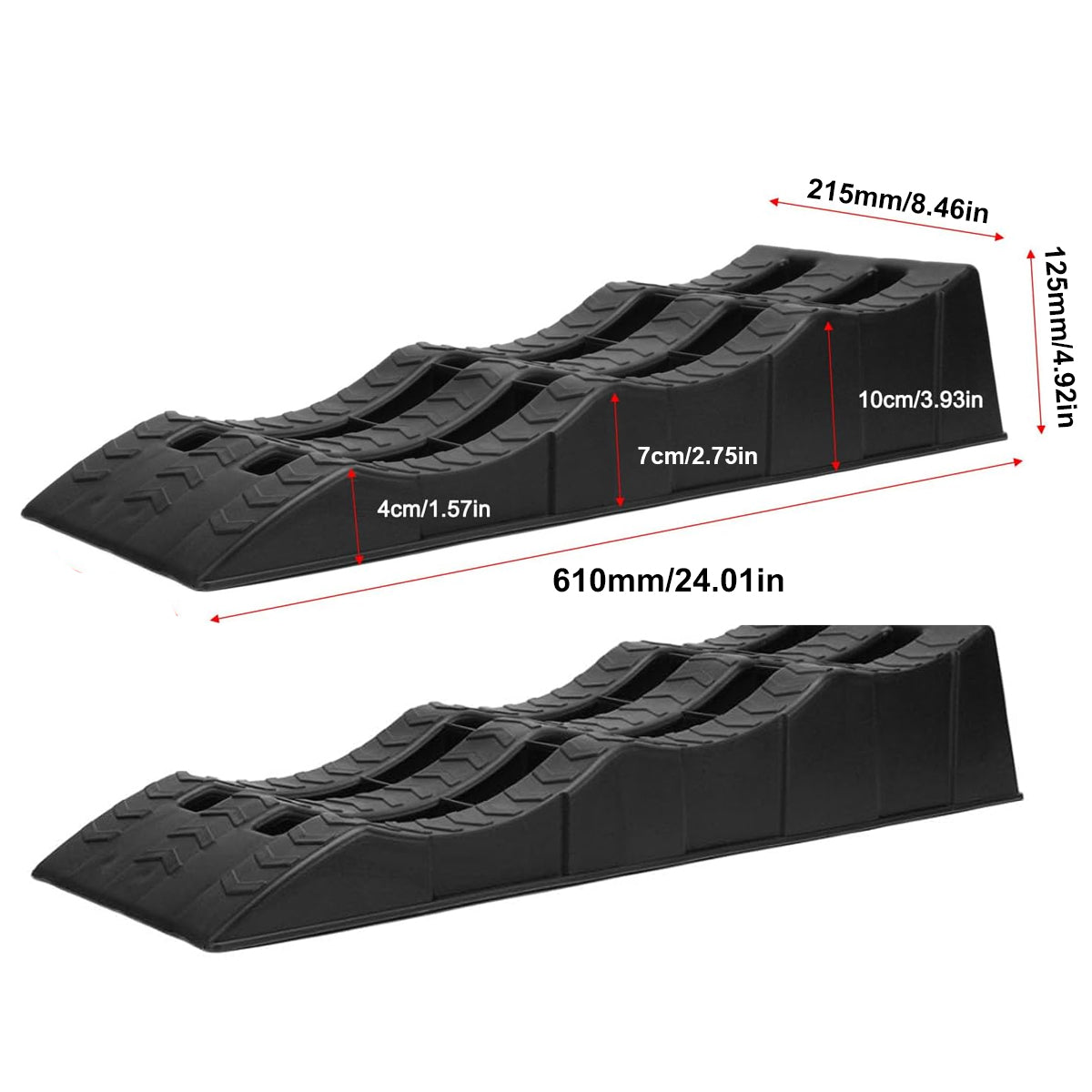 2pcs Plastic Three Step Parking Tire Pads for Cars Recreational Vehicles RV V528-CAR-MAT-BLACK-16P-BDB-853230