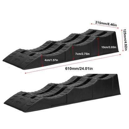2pcs Plastic Three Step Parking Tire Pads for Cars Recreational Vehicles RV V528-CAR-MAT-BLACK-16P-BDB-853230