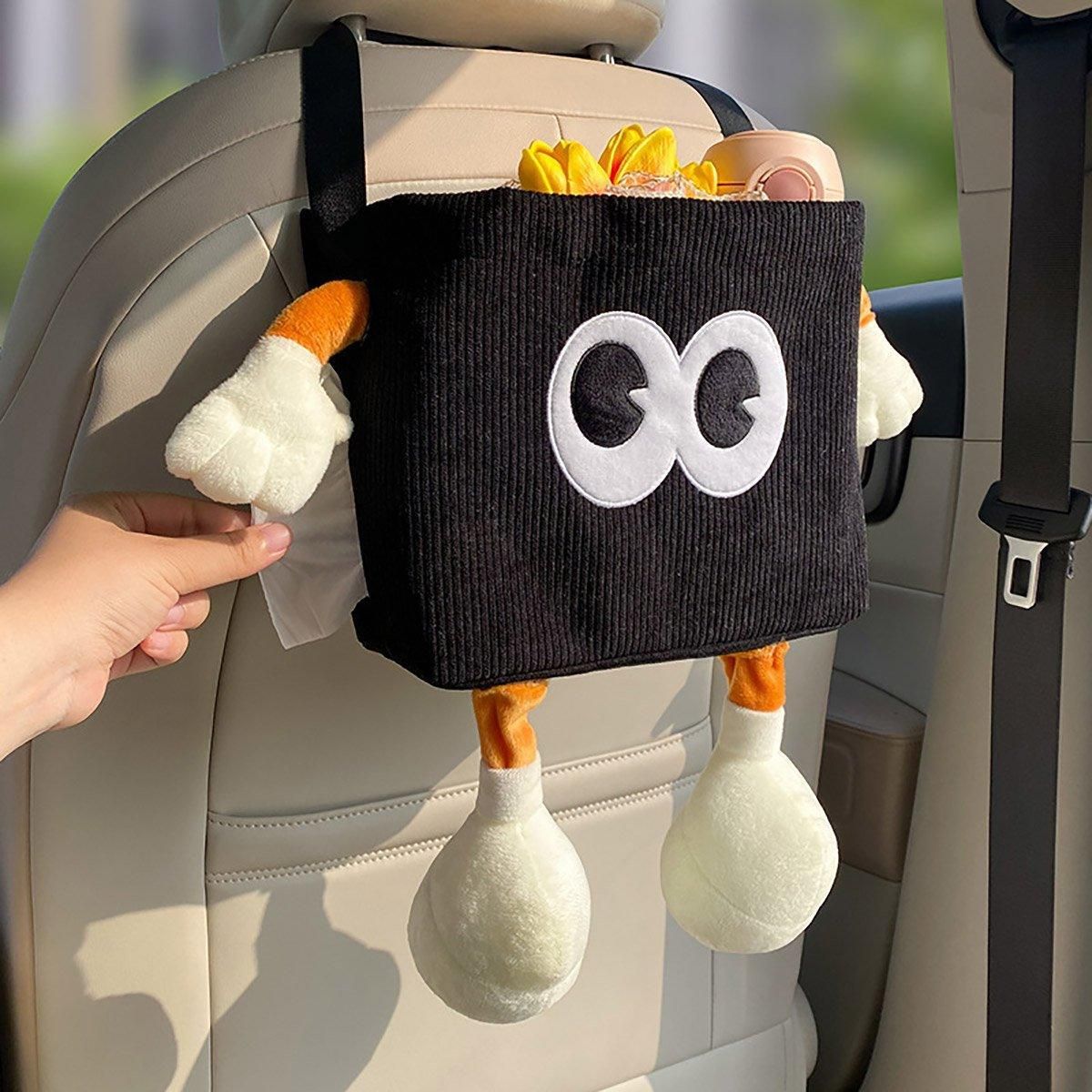 2in1 Car Wastebasket and Tissue Box Multifunctional Car Storage Bucket Organizer - Black V528-CAR-TRASH-BLACK-502092