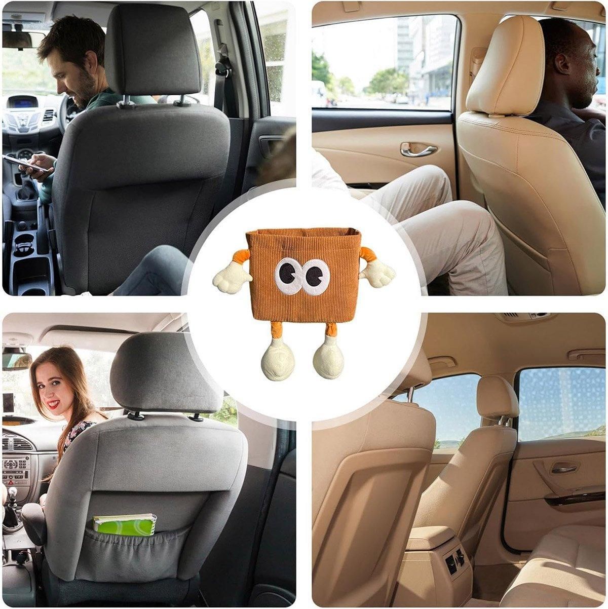2in1 Car Wastebasket and Tissue Box Multifunctional Car Storage Bucket Organizer - Brown V528-CAR-TRASH-BROWN-175563