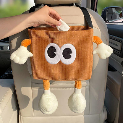2in1 Car Wastebasket and Tissue Box Multifunctional Car Storage Bucket Organizer - Brown V528-CAR-TRASH-BROWN-175563