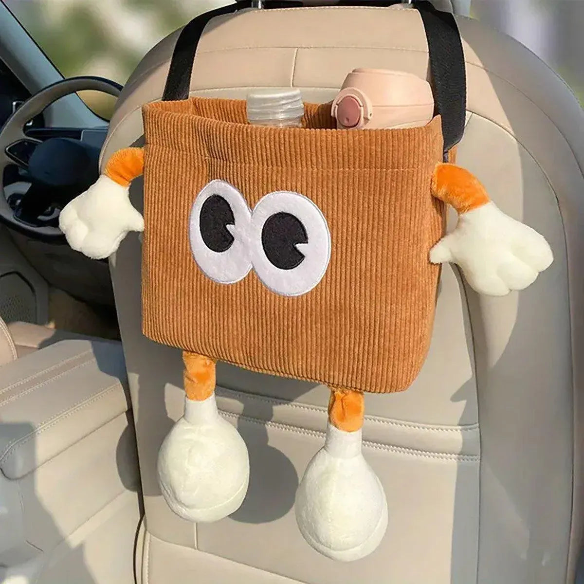 2in1 Car Wastebasket and Tissue Box Multifunctional Car Storage Bucket Organizer - Brown V528-CAR-TRASH-BROWN-175563