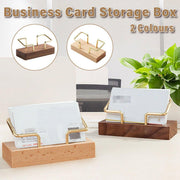 Business Card Holder Organizer Desk Display Stand Wooden Card Storage Box - Coffee V528-CARD-BOX-HHT-773157