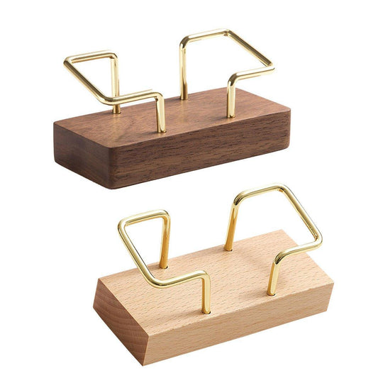 Business Card Holder Organizer Desk Display Stand Wooden Card Storage Box - Coffee V528-CARD-BOX-HHT-773157