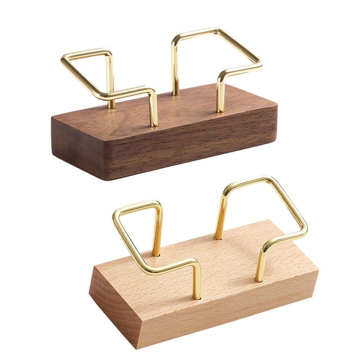 Business Card Holder Organizer Desk Display Stand Wooden Card Storage Box - Brown V528-CARD-BOX-JM-572675