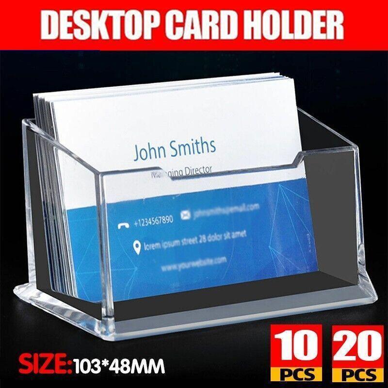 10 X Clear PMMA Business Card Holders for Desktop Display - 10PCS V528-CARDCASE-10PCS-30424