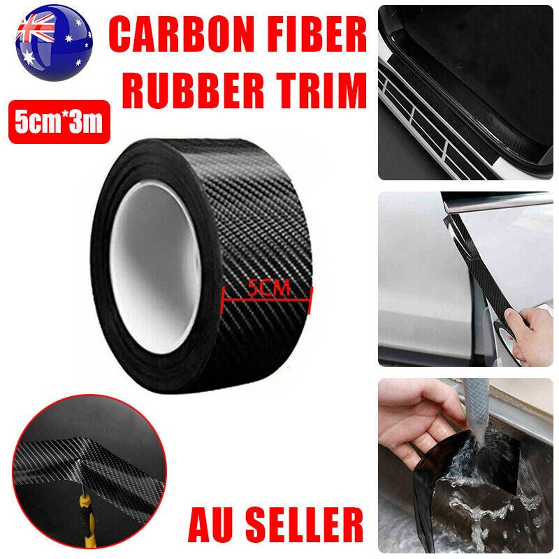 Cardoor Sill Protector Strip Carbon Fiber Bumper Sticker Rubber Trim Edge 5Cm*3M V528-CARDOORSTRIP-5CM-3M-148888