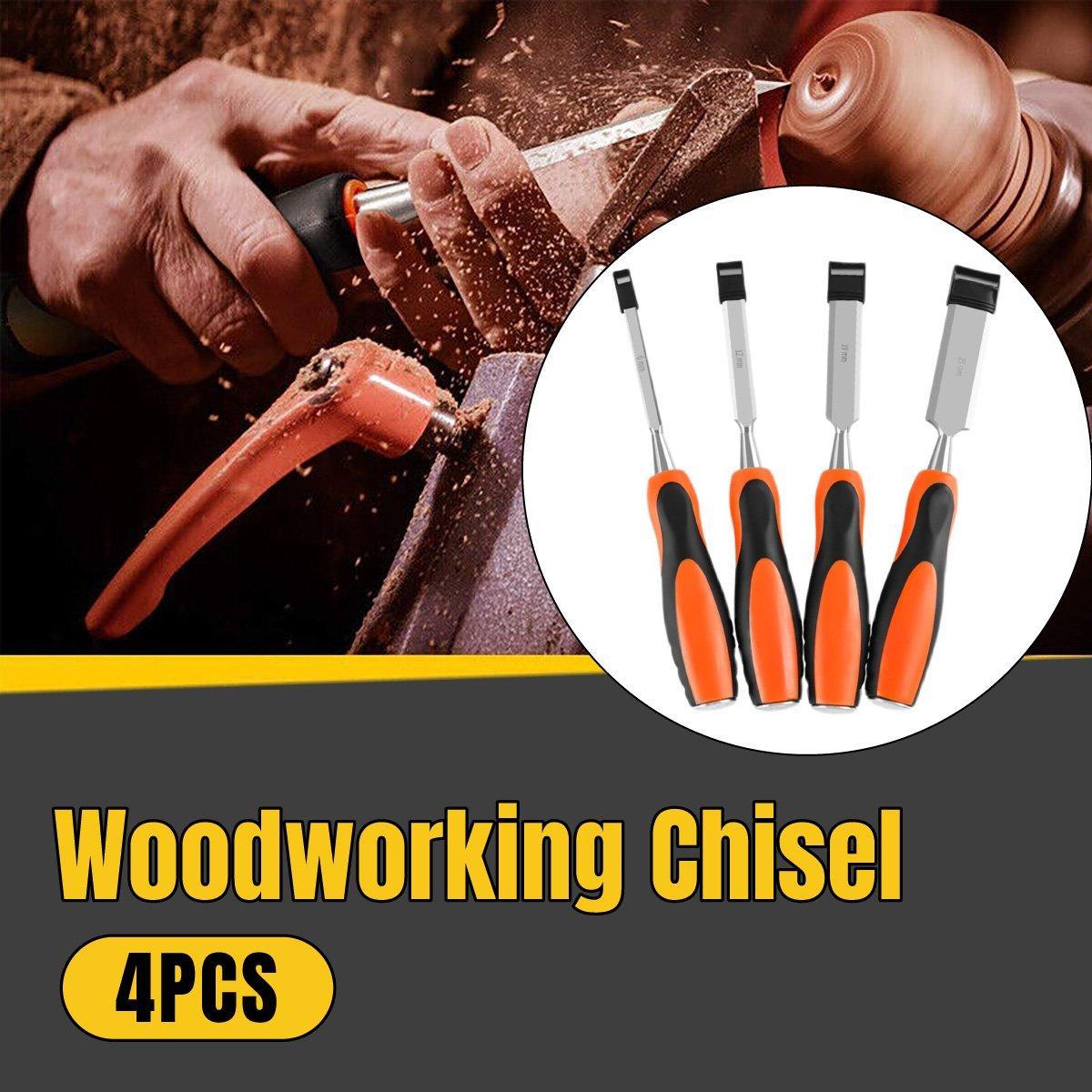 4PCS Woodworking Chisel Set Manual Carving Tools for Wood Craft DIY Projects V528-CARPENTER-CHISEL-4PCS-609894