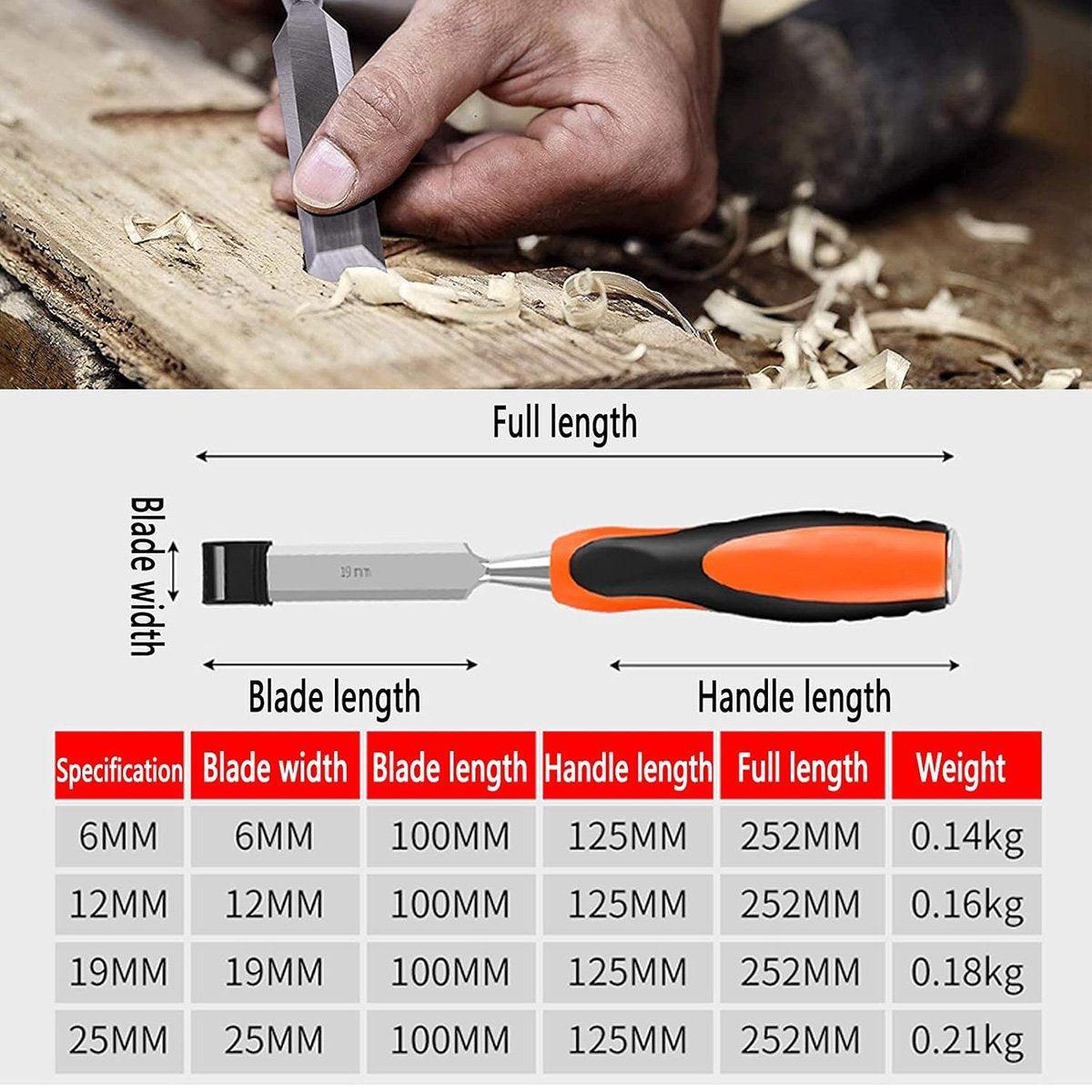 4PCS Woodworking Chisel Set Manual Carving Tools for Wood Craft DIY Projects V528-CARPENTER-CHISEL-4PCS-609894