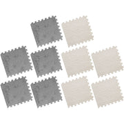 Foam Floor Mats Set 10PCS Shaggy Interlocking Tiles Soft for Kids Room Play Area - Grey-White V528-CARPET-15-GREY-10PCS-612499