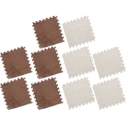 Foam Floor Mats Set 10PCS Shaggy Interlocking Tiles Soft for Kids Room Play Area - Grey-White V528-CARPET-15-GREY-10PCS-612499