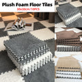 Foam Floor Mats Set 10PCS Shaggy Interlocking Tiles Soft for Kids Room Play Area - Camel-White V528-CARPET-29-CAMEL-10PCS-454348