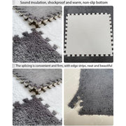 Foam Floor Mats Set 10PCS Shaggy Interlocking Tiles Soft for Kids Room Play Area - Camel-White V528-CARPET-29-CAMEL-10PCS-454348