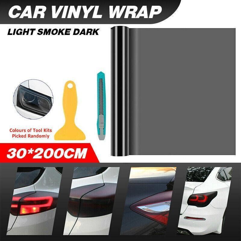 Light Smoke Black 2mx30cm Car Headlight Tint Wrap Tail Fog Light Vinyl Wrap Kit V528-CARPROTECTIVEFILM-459524
