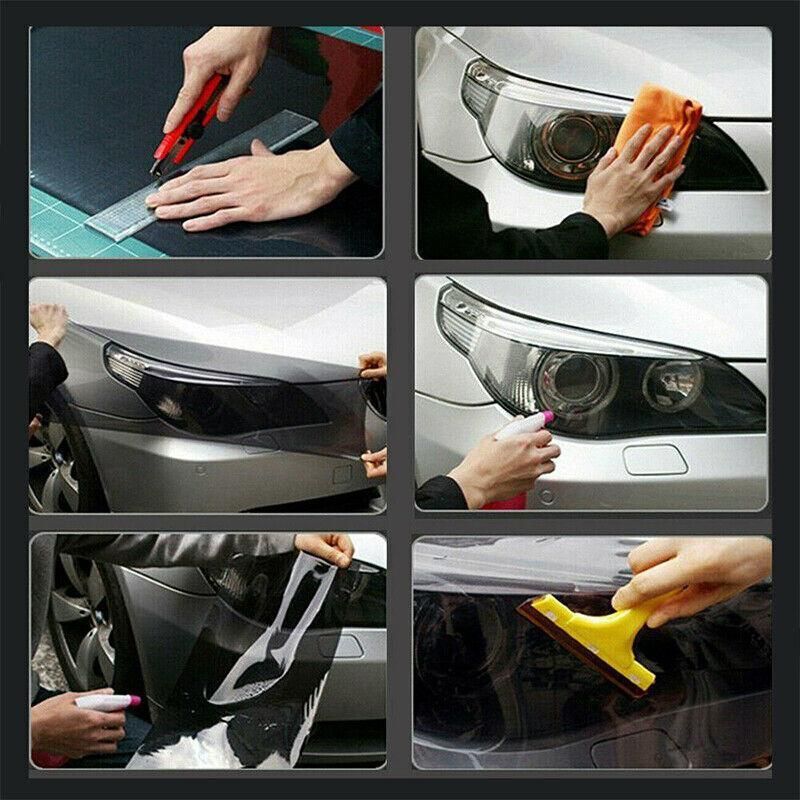 Light Smoke Black 2mx30cm Car Headlight Tint Wrap Tail Fog Light Vinyl Wrap Kit V528-CARPROTECTIVEFILM-459524