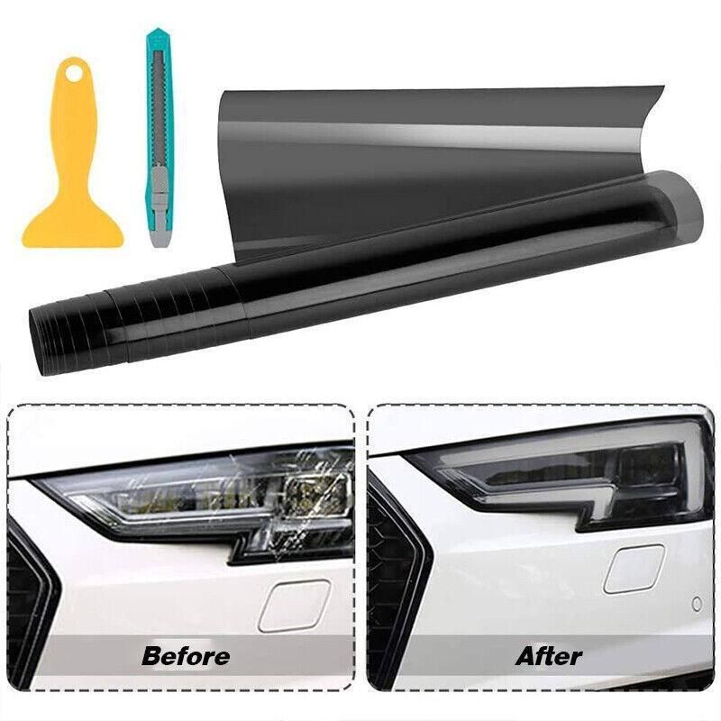 Light Smoke Black 2mx30cm Car Headlight Tint Wrap Tail Fog Light Vinyl Wrap Kit V528-CARPROTECTIVEFILM-459524