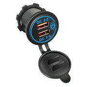 1x Dual USB Car Charger QC 3.0 Quick Charge 12V-24V Power Outlet - Blue V528-CARQUICKCHARGE-BLUE-588383