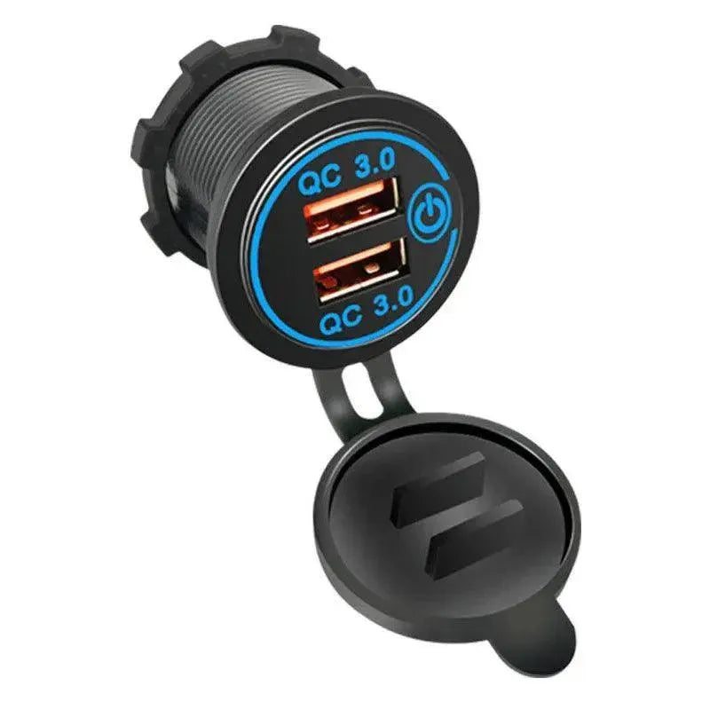 1x Dual USB Car Charger QC 3.0 Quick Charge 12V-24V Power Outlet - Blue V528-CARQUICKCHARGE-BLUE-588383