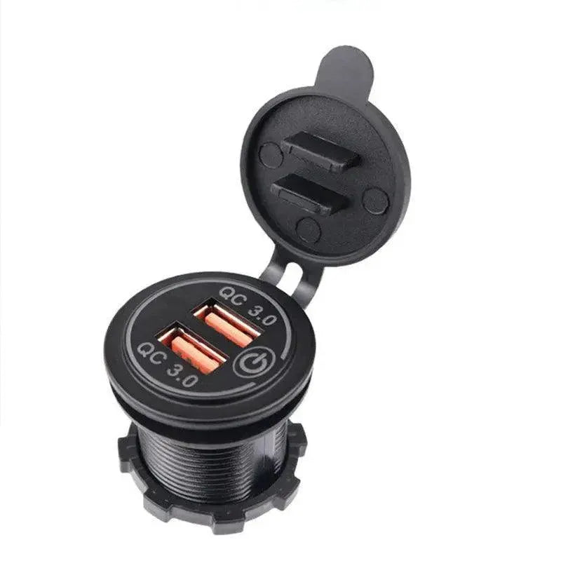 1x Dual USB Car Charger QC 3.0 Quick Charge 12V-24V Power Outlet - Blue V528-CARQUICKCHARGE-BLUE-588383