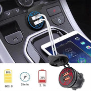 1x Dual USB Car Charger QC 3.0 Quick Charge 12V-24V Power Outlet - Blue V528-CARQUICKCHARGE-BLUE-588383