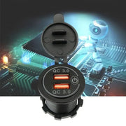 1x Dual USB Car Charger QC 3.0 Quick Charge 12V-24V Power Outlet - Blue V528-CARQUICKCHARGE-BLUE-588383