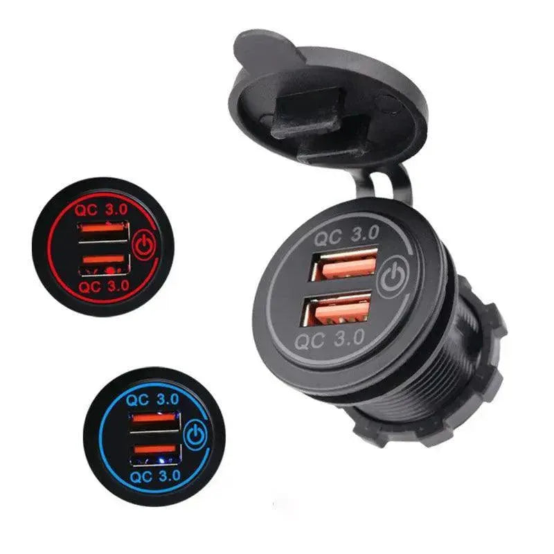 1x Dual USB Car Charger QC 3.0 Quick Charge 12V-24V Power Outlet - Blue V528-CARQUICKCHARGE-BLUE-588383