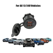 1x Dual USB Car Charger QC 3.0 Quick Charge 12V-24V Power Outlet - Blue V528-CARQUICKCHARGE-BLUE-588383