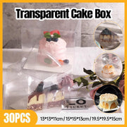 30x Transparent Disposable Cake Boxes with Handles Premium Quality Packagin - 30pcs-5inch-15*15*13cm V528-CARRY-CASE-30PCS-5INCH-230167
