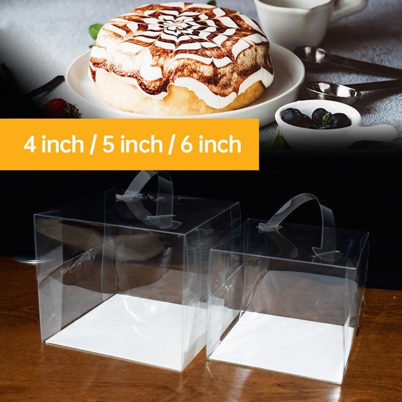 30x Transparent Disposable Cake Boxes with Handles Premium Quality Packagin - 30pcs-5inch-15*15*13cm V528-CARRY-CASE-30PCS-5INCH-230167