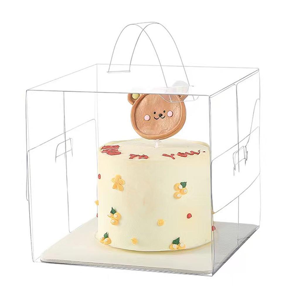 30x Transparent Disposable Cake Boxes with Handles Premium Quality Packagin - 30pcs-5inch-15*15*13cm V528-CARRY-CASE-30PCS-5INCH-230167