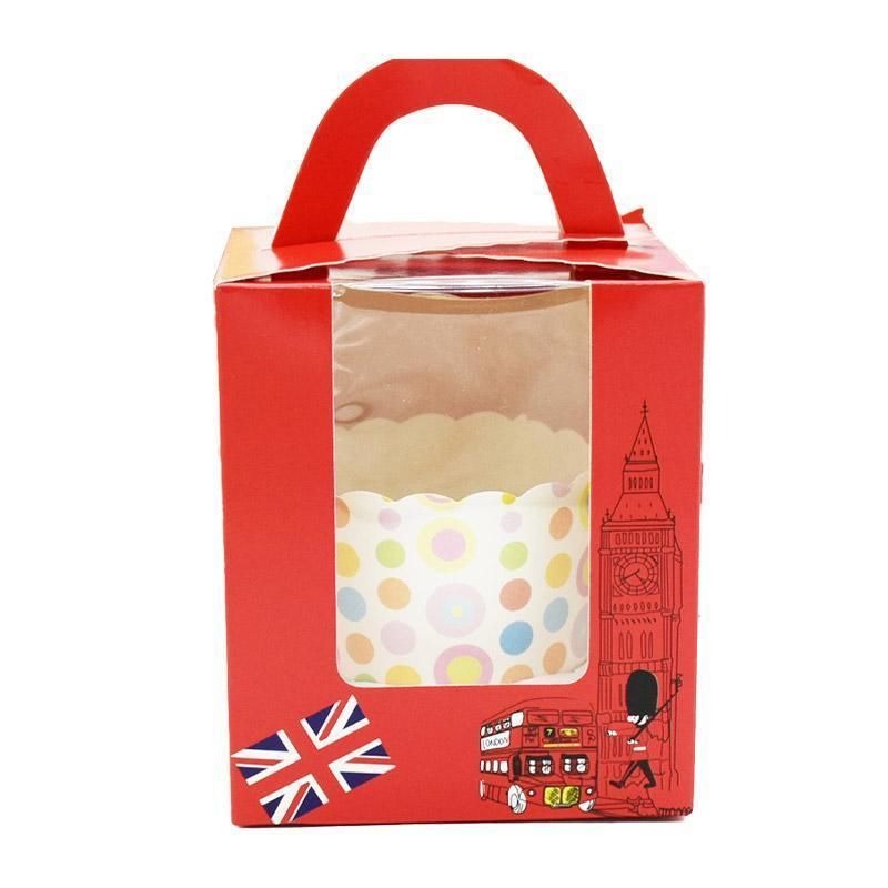 50x Assorted Color Muffin Cake Boxes with Clear Window & Handle High Quality - England style-50PCS V528-CARRY-CASE-50PCS-YLF-215284