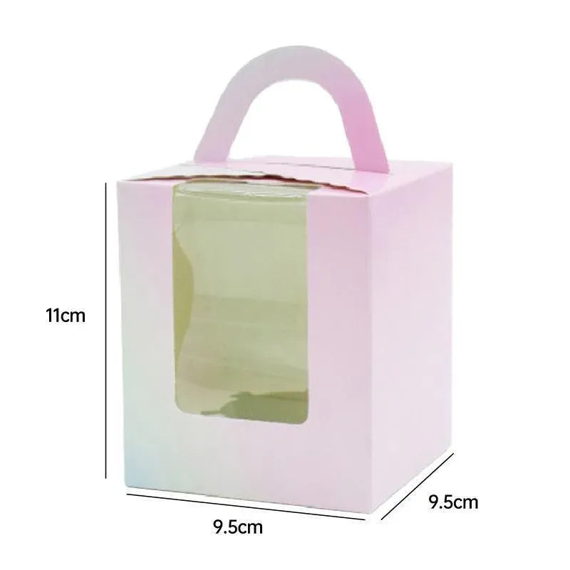 50x Assorted Color Muffin Cake Boxes with Clear Window & Handle High Quality - England style-50PCS V528-CARRY-CASE-50PCS-YLF-215284