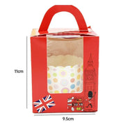50x Assorted Color Muffin Cake Boxes with Clear Window & Handle High Quality - England style-50PCS V528-CARRY-CASE-50PCS-YLF-215284