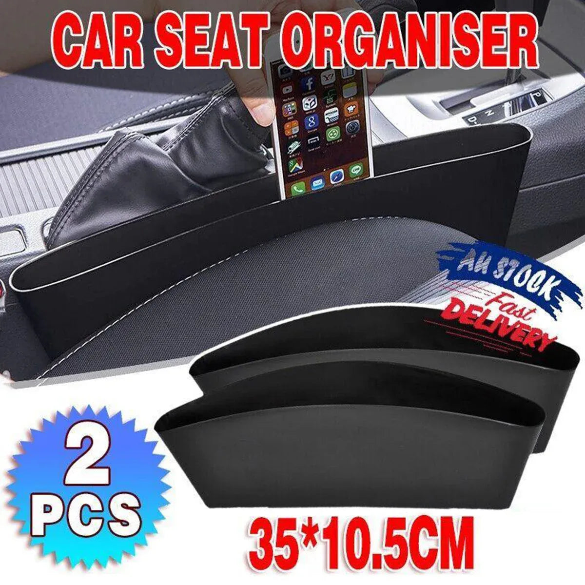 2PCS Seat Side Gap Organiser Storage Box for Phone and Keys Black V528-CARSTORAGE-2PCS-88638