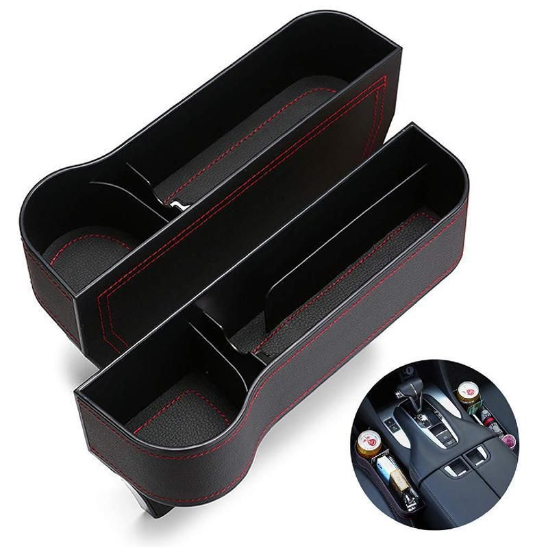 PU Leather Seat Side Gap Storage Box with Phone and Bottle Holder for Car Interior - Yellow V528-CARSTORAGEBO-BEIGE-843670