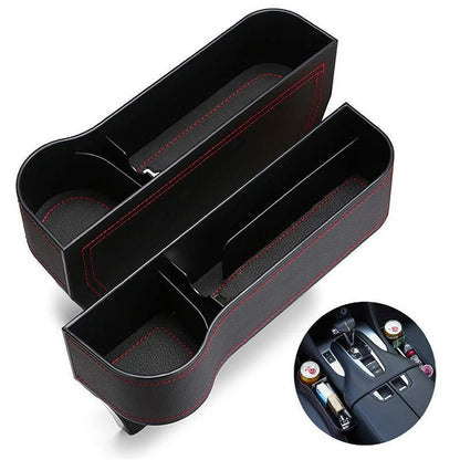 PU Leather Seat Side Gap Storage Box with Phone and Bottle Holder for Car Interior - Yellow V528-CARSTORAGEBO-BEIGE-843670