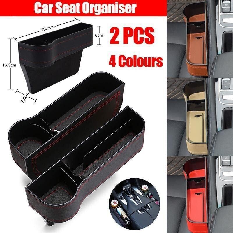 PU Leather Seat Side Gap Storage Box with Phone and Bottle Holder for Car Interior - Black V528-CARSTORAGEBO-BLACK-365881
