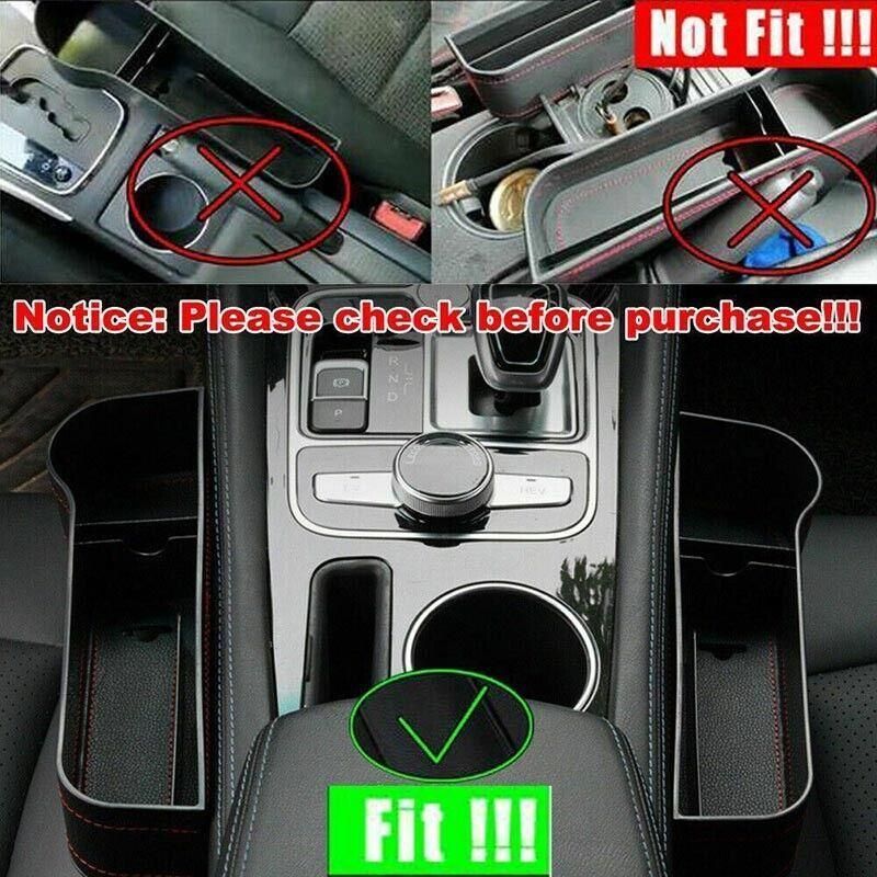 PU Leather Seat Side Gap Storage Box with Phone and Bottle Holder for Car Interior - Black V528-CARSTORAGEBO-BLACK-365881