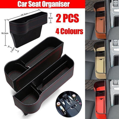 PU Leather Seat Side Gap Storage Box with Phone and Bottle Holder for Car Interior - Brown V528-CARSTORAGEBO-BROWN-562762