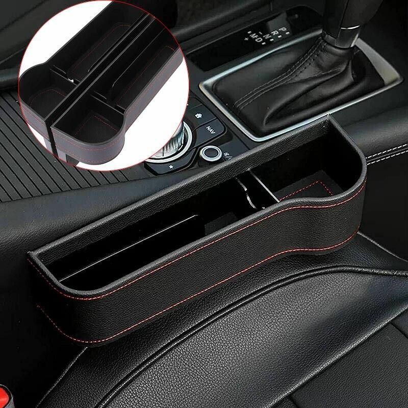 PU Leather Seat Side Gap Storage Box with Phone and Bottle Holder for Car Interior - Brown V528-CARSTORAGEBO-BROWN-562762