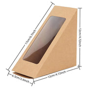 100PCS Sandwich Wedge Box Triangle Paper Container Cupcake Cake Box with Window - Cowhide V528-CARTON-COWHIDE-100PCS-369109