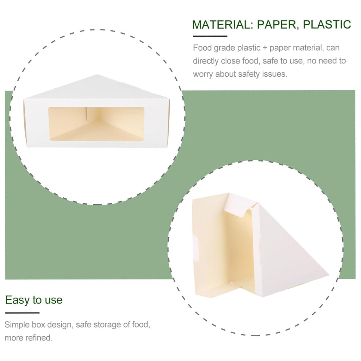 100PCS Sandwich Wedge Box Triangle Paper Container Cupcake Cake Box with Window - Cowhide V528-CARTON-COWHIDE-100PCS-369109