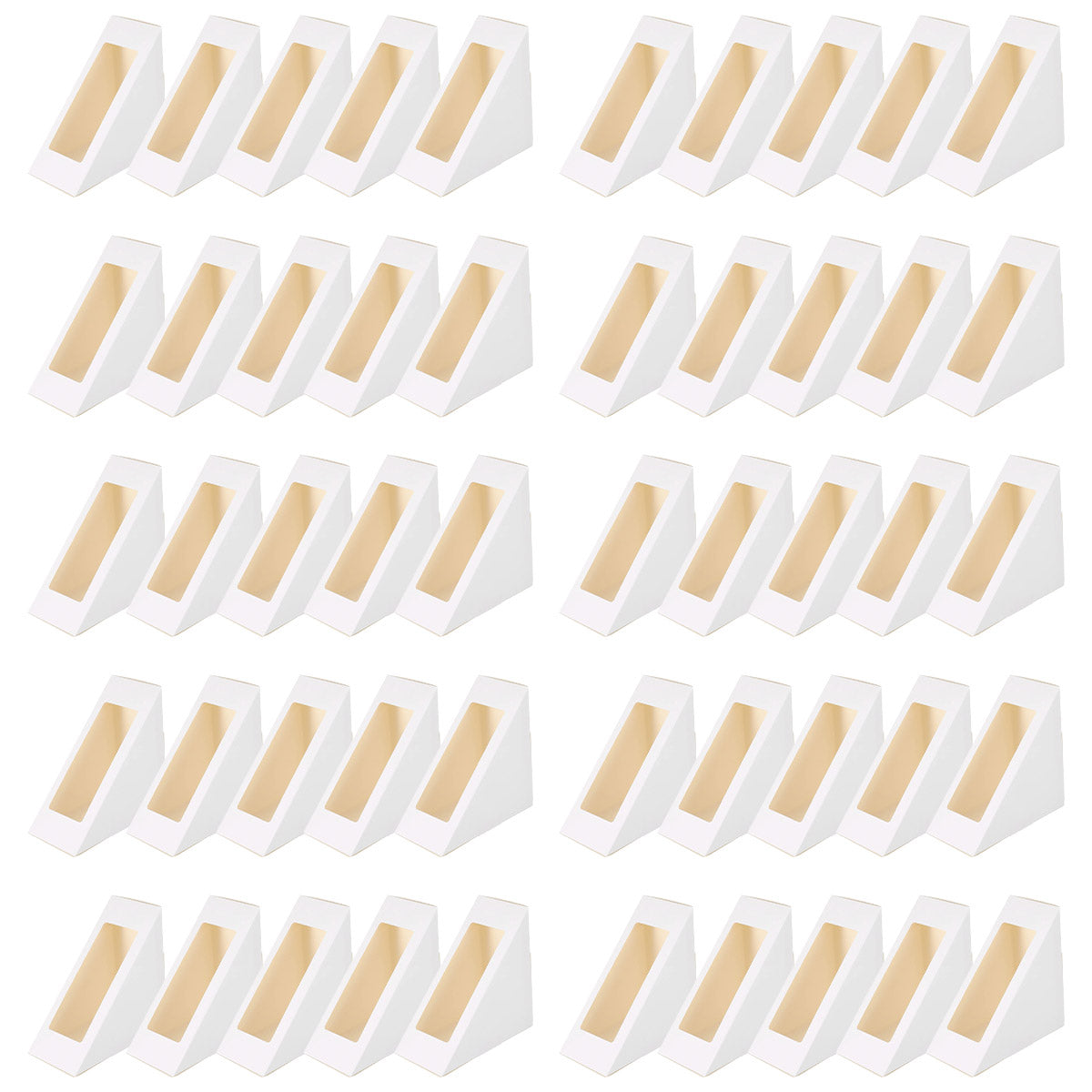 100PCS Sandwich Wedge Box Triangle Paper Container Cupcake Cake Box with Window - White V528-CARTON-WHITE-100PCS-368729