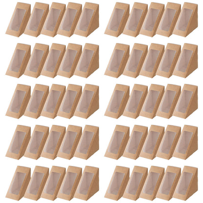 100PCS Sandwich Wedge Box Triangle Paper Container Cupcake Cake Box with Window - White V528-CARTON-WHITE-100PCS-368729