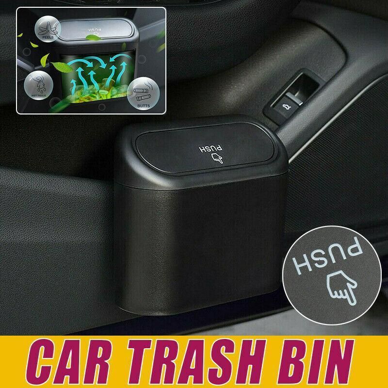 Mini Car Trash Bin with Lid Multifunction Rubbish Can for Vehicle Office Desktop Use V528-CARTRASH-BLACK-20921