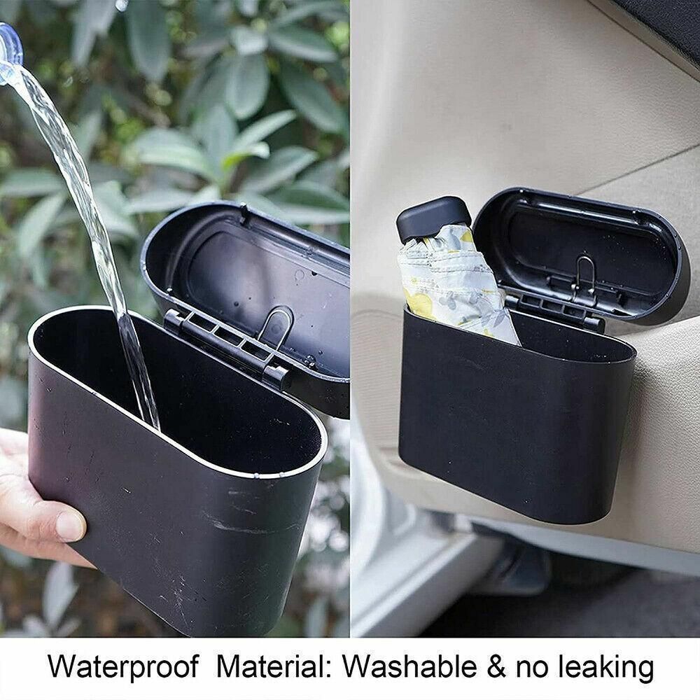 Mini Car Trash Bin with Lid Multifunction Rubbish Can for Vehicle Office Desktop Use V528-CARTRASH-BLACK-20921