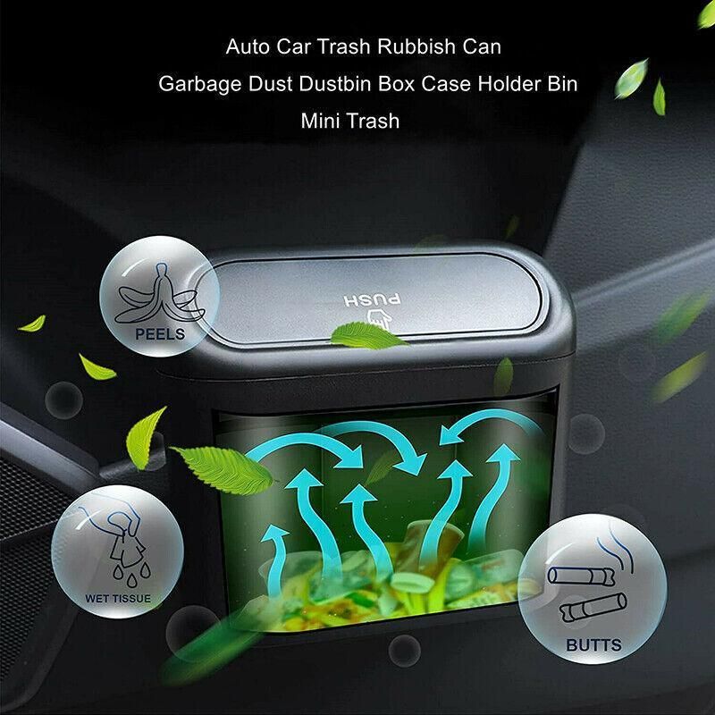 Mini Car Trash Bin with Lid Multifunction Rubbish Can for Vehicle Office Desktop Use V528-CARTRASH-BLACK-20921