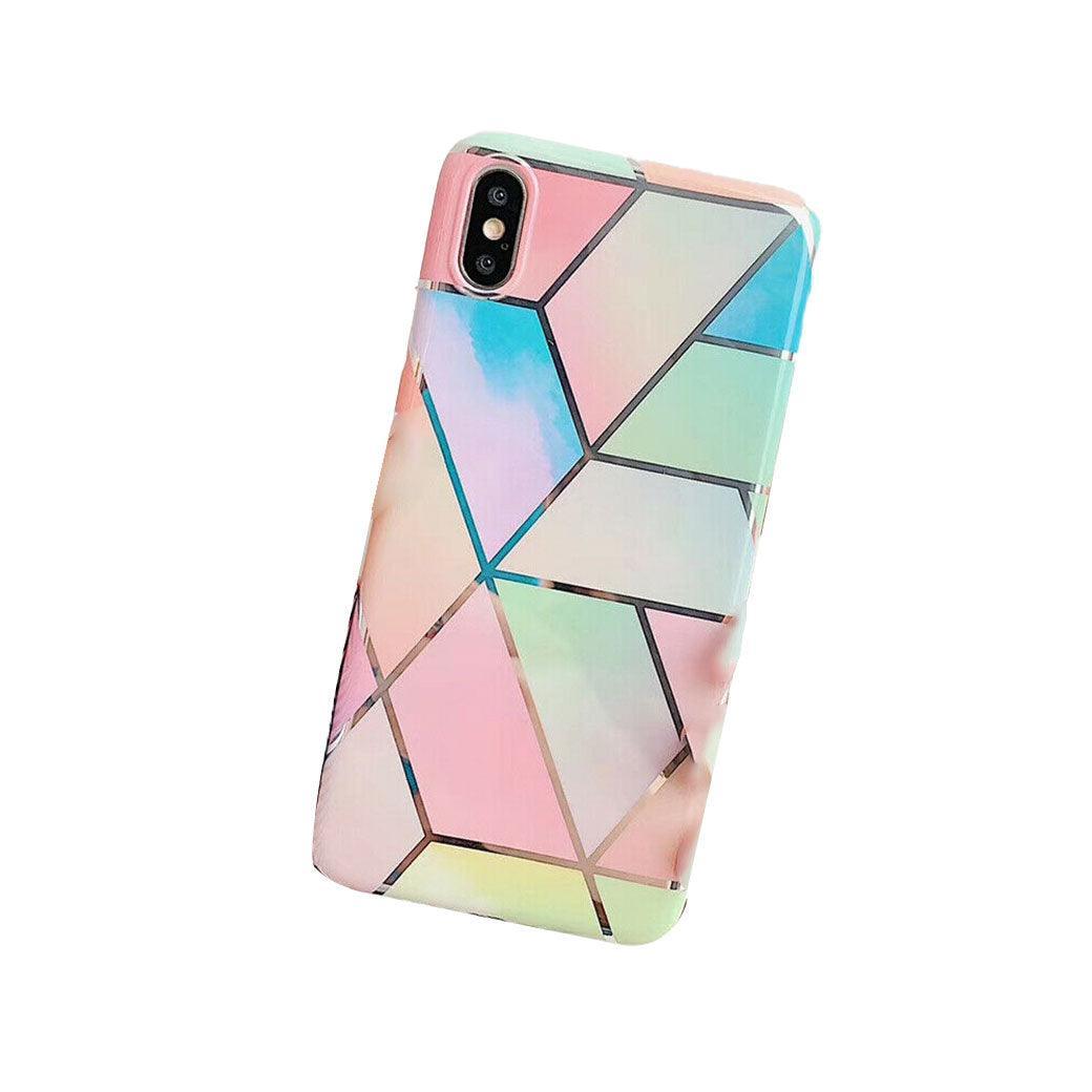 Rainbow Case for iPhone 14 13 12 11 Pro Max XR XS Marble Phone Shockproof Cover Silicone - For iphone XR V528-CASE-DALISHI-RA-FO9