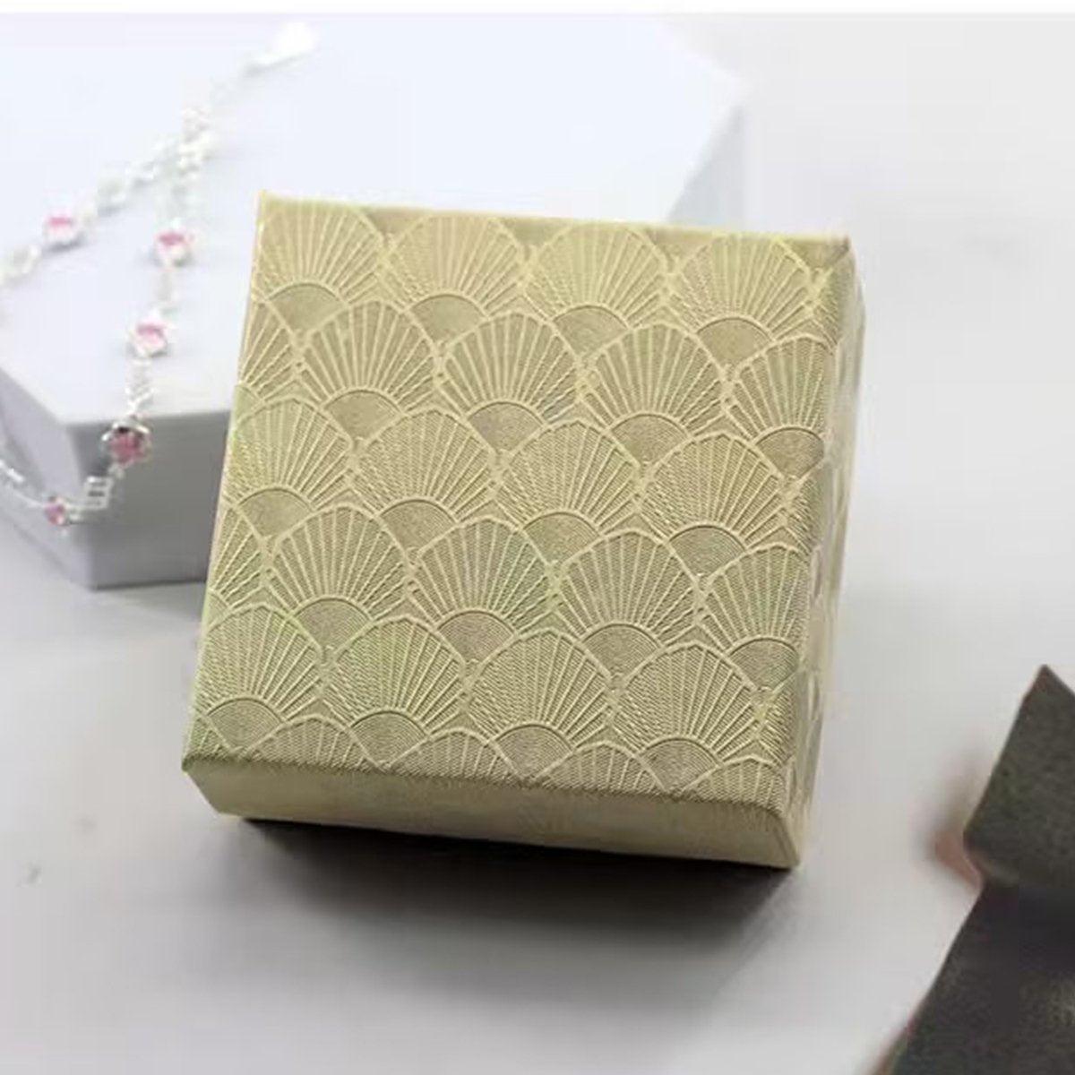 25X Jewelry Gift Boxes Shell Pattern 7.5CM Small GiftBox Empty Jewelry With Foam - Blue V528-CASKET-25PCS-BLUE-336885