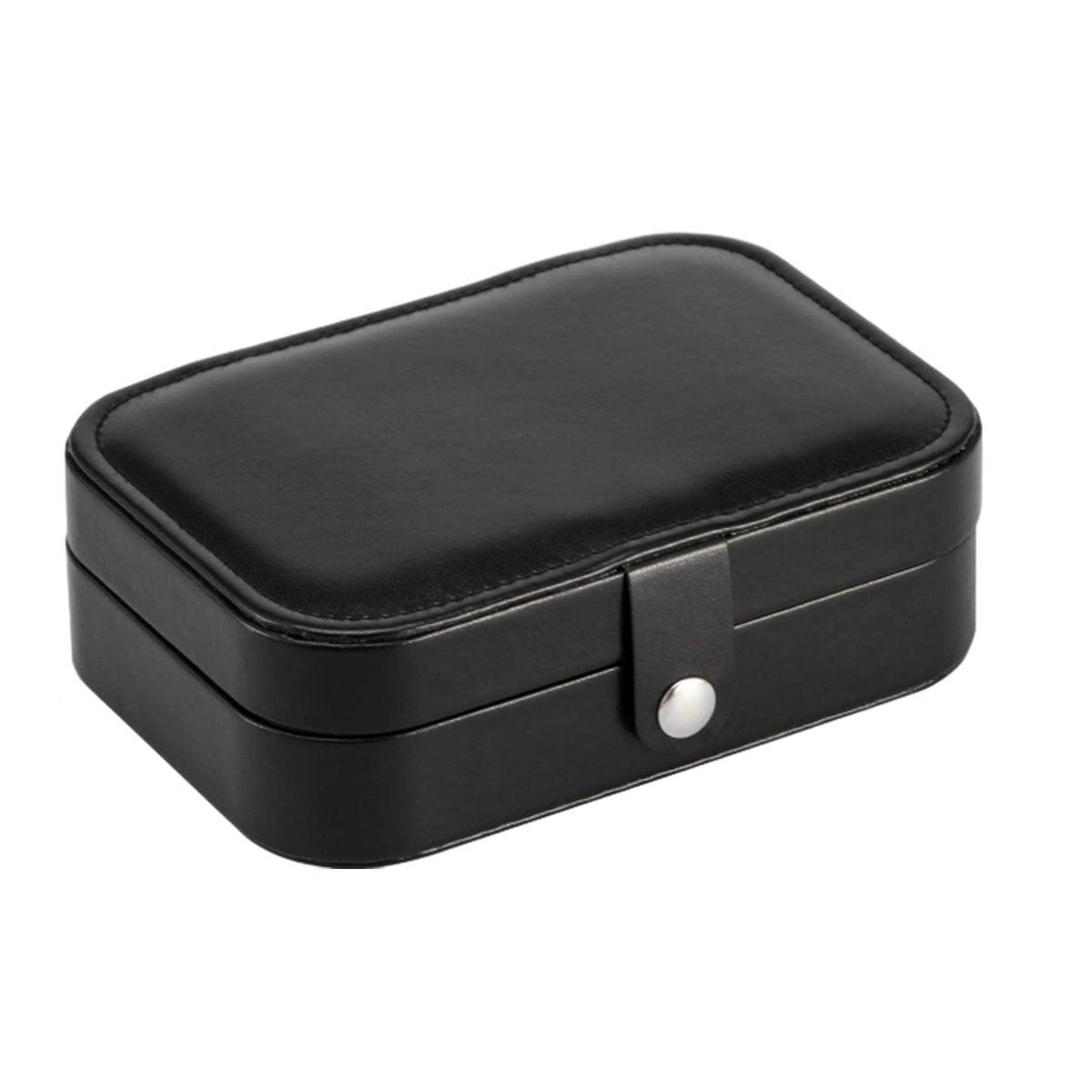 Black Travel Portable Jewelry Box Minimalist Jewelry Organizer Storage Case V528-CASKET-BLACK-258741